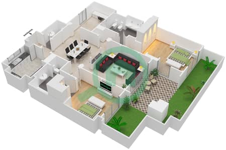 Attareen - 2 Bed Apartments Unit 3209 Floor plan