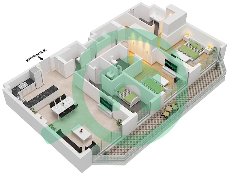 The Source - 2 卧室公寓类型08戶型图 Type 08 interactive3D