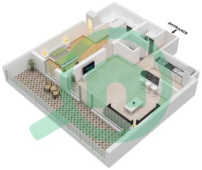 钻石公寓大楼 - 1 卧室公寓类型B1戶型图