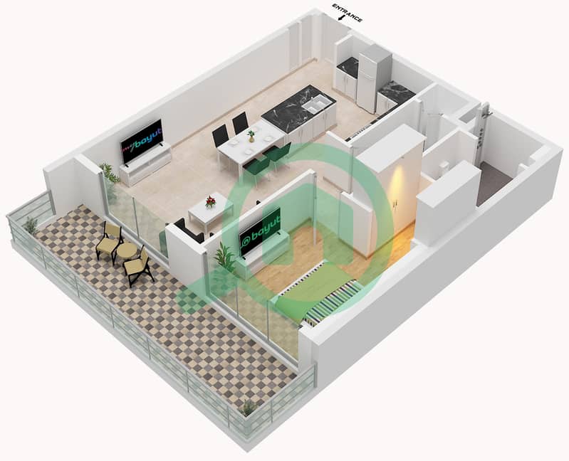 The Highbury - 1 Bedroom Apartment Type D2 Floor plan Type D2 interactive3D