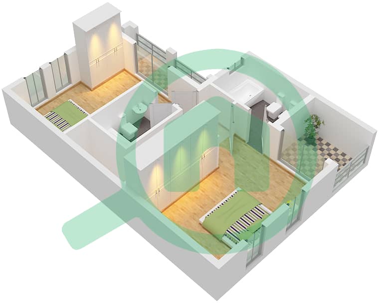 阿尔坦尼亚别墅4区 - 2 卧室联排别墅类型／单位4 / UNIT MIDDLE戶型图 Type 4 Unit Middle Floor First interactive3D