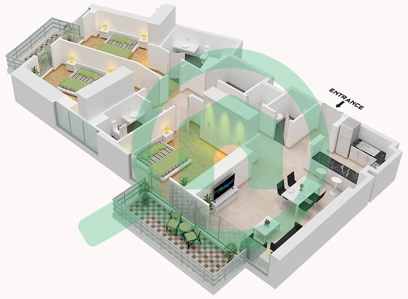 Unit 02 Floor 44 Nobles Tower - 3 Bedroom Apartment Unit 02 FLOOR 44 Floor plan Unit 02 Floor 44 interactive3D