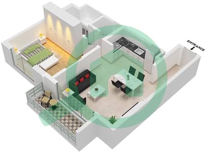 2号大楼 - 1 卧室公寓类型2戶型图