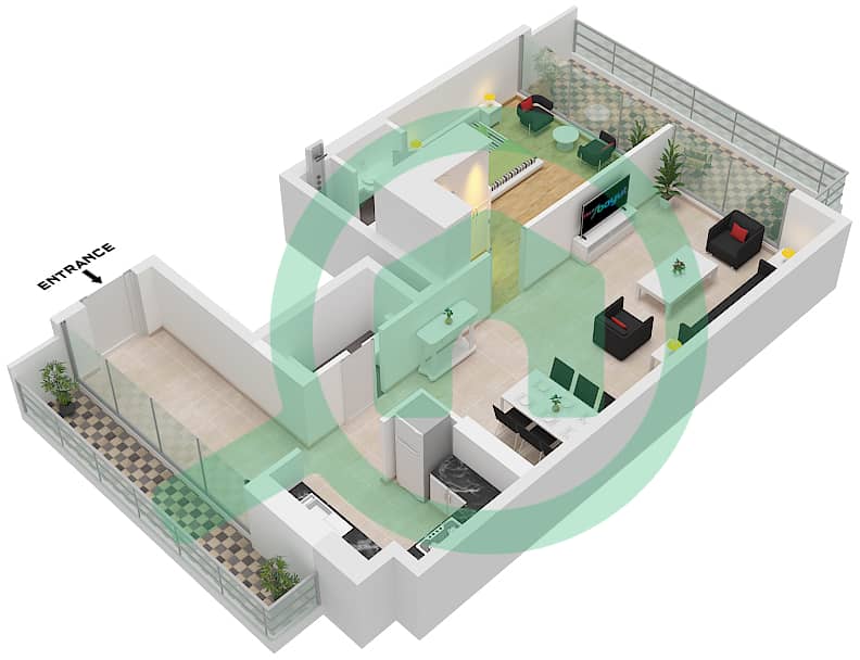 SOL Bay - 1 Bedroom Apartment Type C Floor plan Type C interactive3D