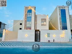 At a price inclusive of fees and without annual fees, own a 6-room villa in Ajman, freehold, super deluxe finishing, 20-meter front setback opposite A