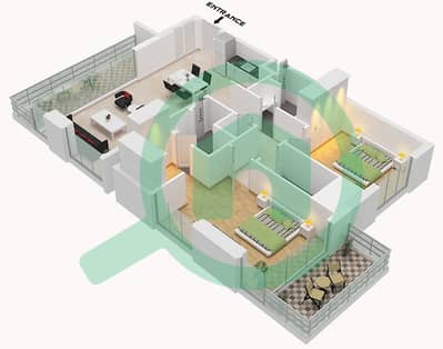 Marina Views Tower 3 - 2 卧室公寓类型／单位A-M / UNIT 02 FLOOR 01戶型图