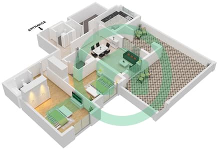 Камар 8 - Апартамент 2 Cпальни планировка Единица измерения 02 FLOOR 1