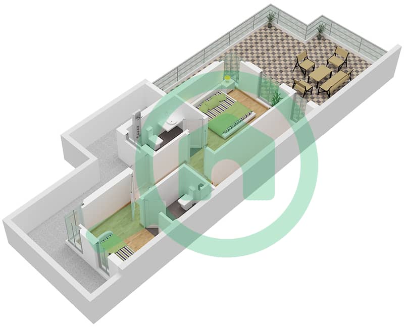 المخططات الطابقية لتصميم النموذج LTH-5G-E تاون هاوس 5 غرف نوم - مونت كارلو Type E-G-5LTH Floor Second interactive3D
