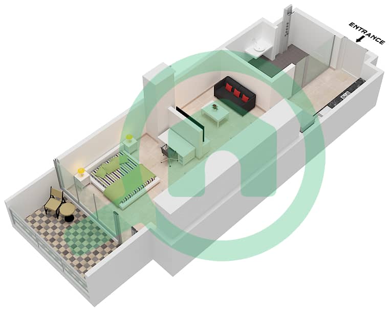 MBL Signature - Studio Apartment Unit D1 Floor plan Unit D1 interactive3D