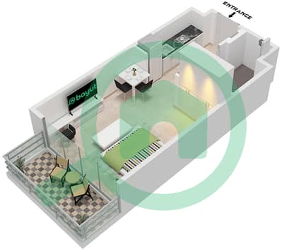 المخططات الطابقية لتصميم النموذج A شقة استوديو - عزيزي جراند