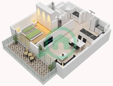 Binghatti Aurora - Апартамент 1 Спальня планировка Единица измерения 03 FLOOR 2