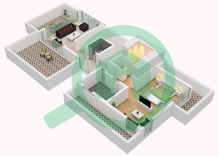 المخططات الطابقية لتصميم النموذج A فیلا 5 غرف نوم - سيلورا ريزيدنسز Type A Floor Second interactive3D