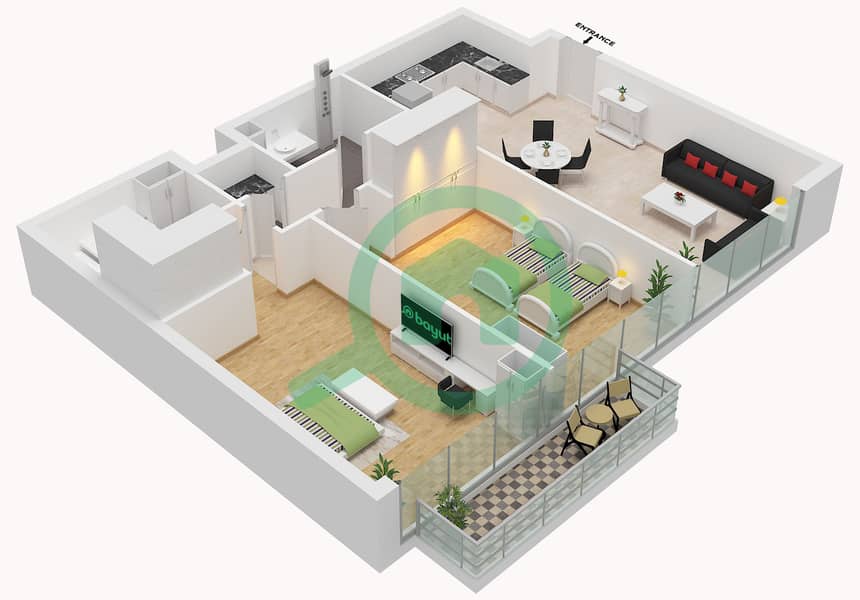 Edgewater Residences - 2 Bedroom Apartment Type/unit B / UNIT 02 FLOOR 10 Floor plan Type B Unit 02 Floor 10 interactive3D