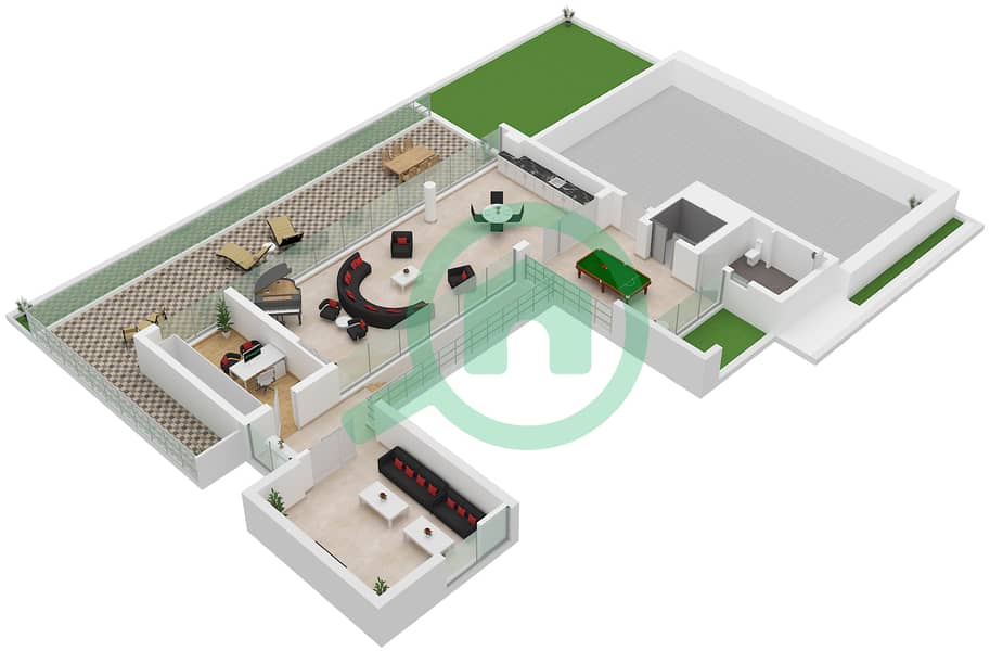 المخططات الطابقية لتصميم النموذج / الوحدة C / UNIT 6 فیلا 6 غرف نوم - باي فيلاز Type C Unit 6 Floor Second interactive3D