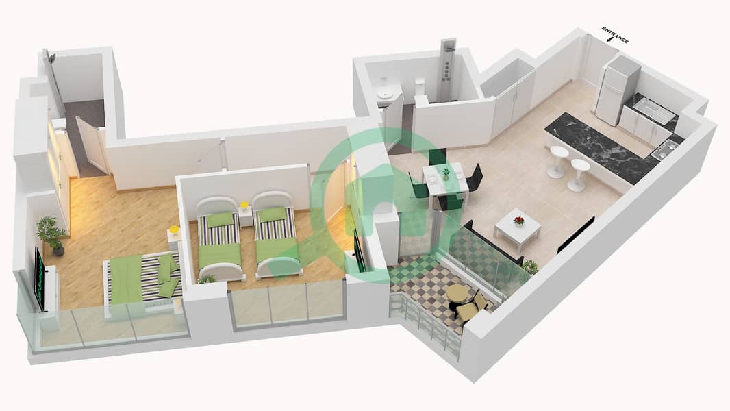 MAG 535 - 2 卧室公寓类型B戶型图 Type B interactive3D