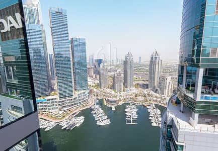 2 Bedroom Apartment for Rent in Dubai Marina, Dubai - High-Floor | Sea and Marina View | Fully Furnished