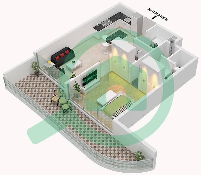 Parkside Boulevard by Tabeer - 1 Bedroom Apartment Unit 19 FLOOR 5 Floor plan Unit 19 Floor 5 interactive3D