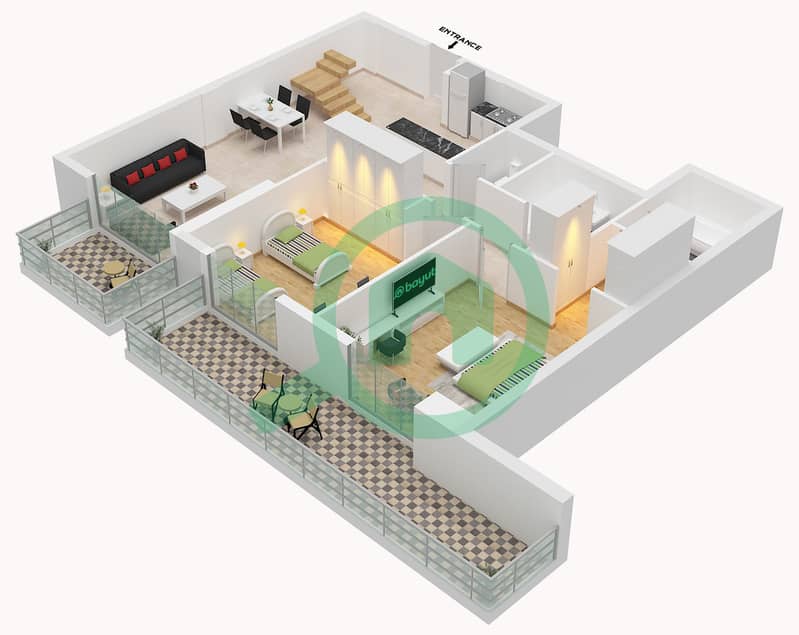Type 3B Unit 07 Floor Lower Samia Azizi - 2 Bedroom Apartment Type/unit 3B UNIT 07 Floor plan Type 3B Unit 07 Floor Lower interactive3D