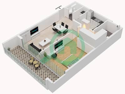 马可波罗塔 - 1 卧室公寓类型A戶型图