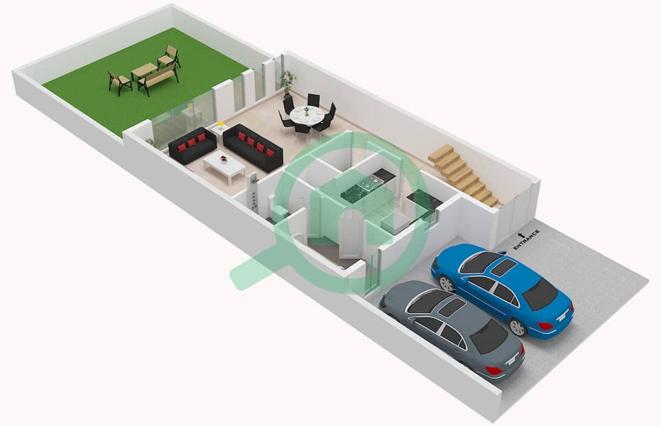 Type R2-M1 Floor Ground المخططات الطابقية لتصميم النموذج R2-M1 فیلا 4 غرف نوم - جونيبر Type R2-M1 Floor Ground interactive3D