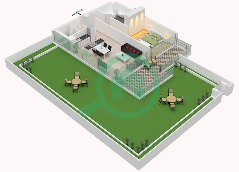 Th8 - Grundriss für 1 Schlafzimmer Wohnung Typ 1A(1) Type 1A(1) interactive3D