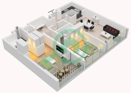 拉玛尔公寓 - 2 卧室公寓单位05 FLOOR 9戶型图