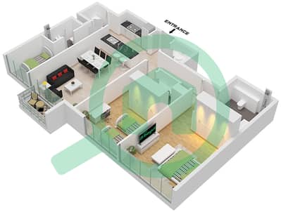 公寓12号 - 2 卧室公寓单位6 FLOOR 1-16戶型图