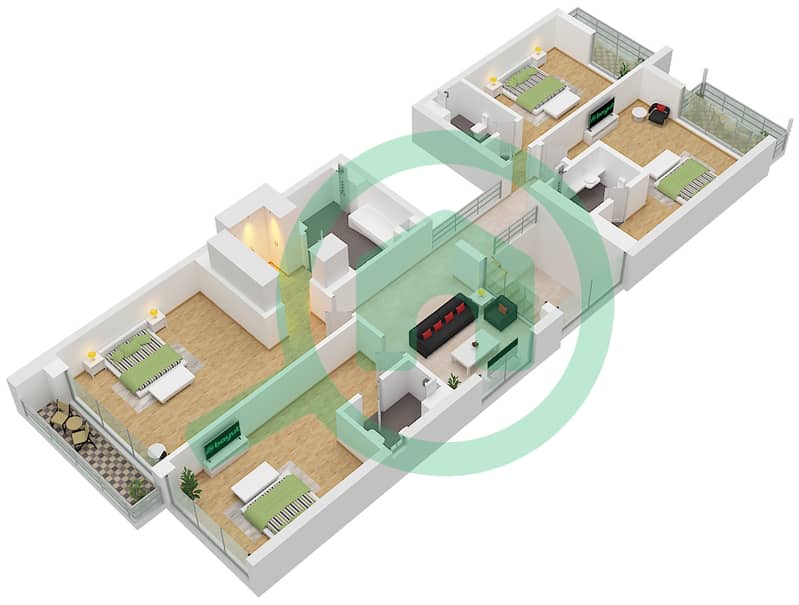 المخططات الطابقية لتصميم النموذج VD1 فیلا 5 غرف نوم - بروكفيلد Type vD1 Floor First interactive3D