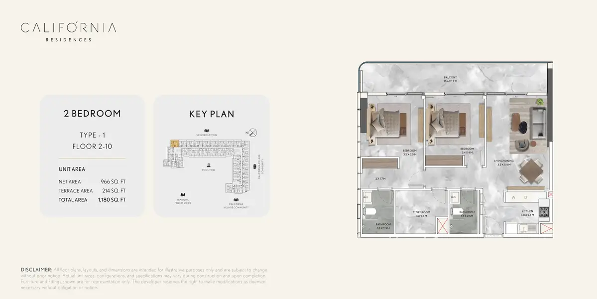 2 BR floor plan