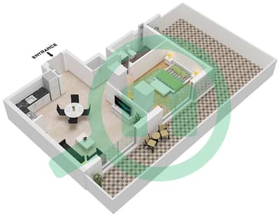 Azizi Jewel - 1 卧室公寓单位15 FLOOR 1戶型图