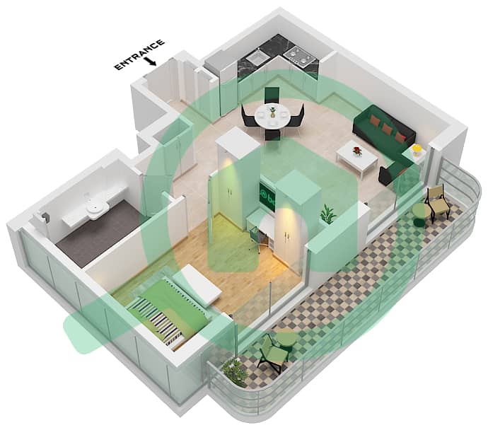 Azizi Jewel - 1 Bedroom Apartment Unit 22 FLOOR 2-5 Floor plan "Unit 22 Floor 2-5
Unit 19 Floor 6-7" interactive3D