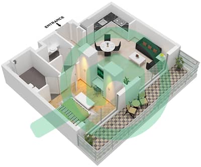 Azizi Jewel - 1 卧室公寓单位14,20 FLOOR 2-5戶型图