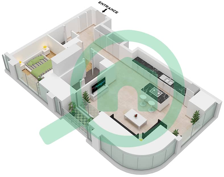 Tiger Sky Tower - 1 Bedroom Apartment Type A Floor plan Type A interactive3D