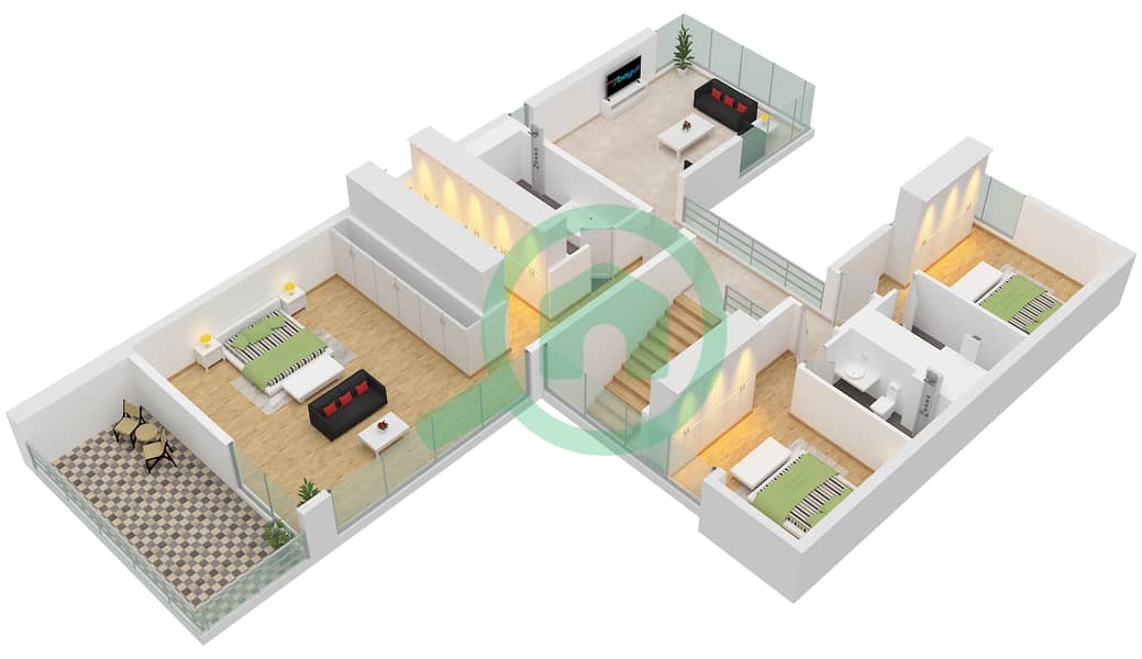 Saro - 4 卧室别墅类型2B戶型图 Type 2B Floor First interactive3D