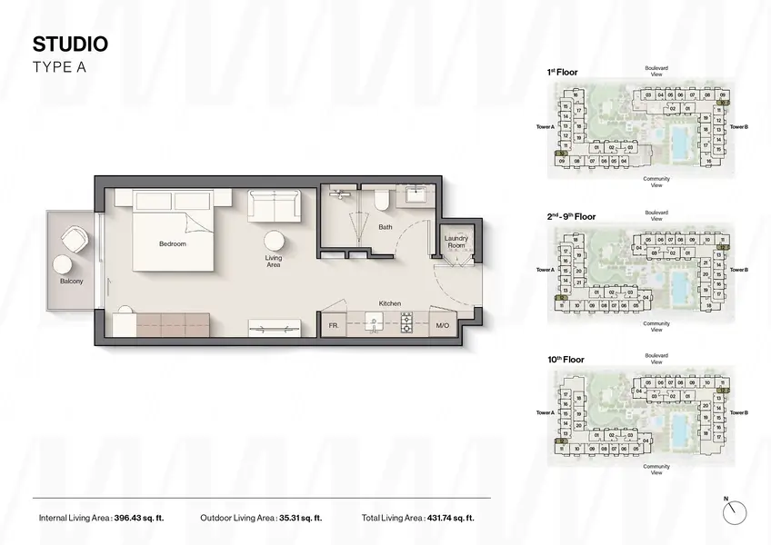 0 BR floor plan