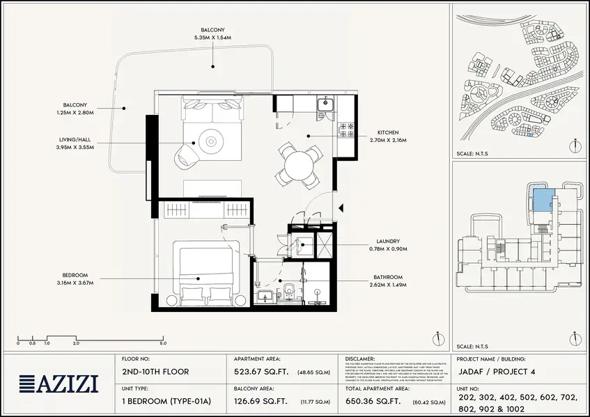 1 BR floor plan
