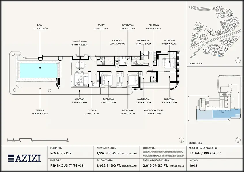 3 BR floor plan