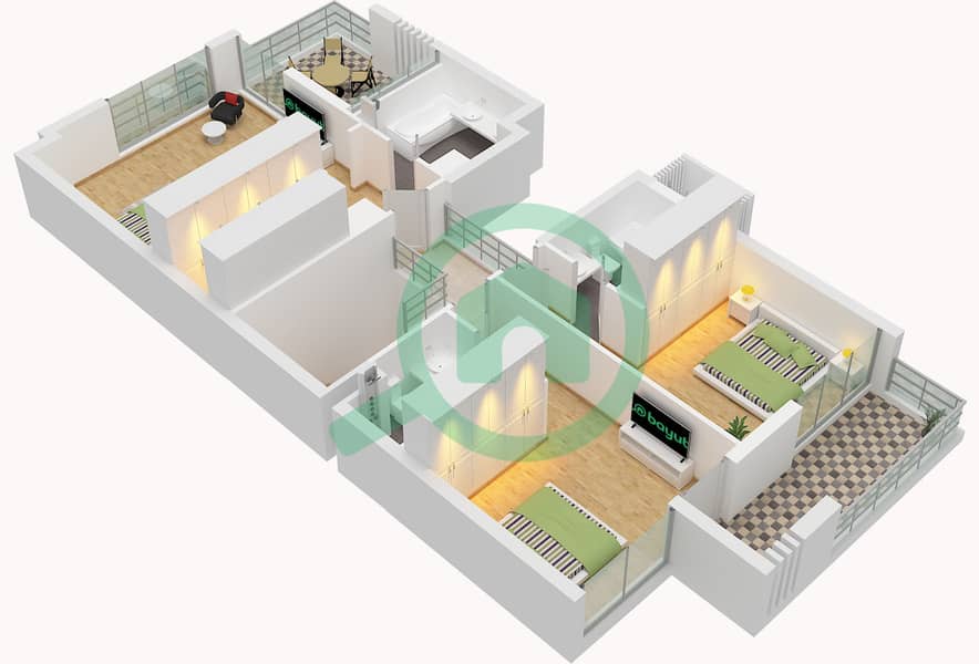 Тилал Аль Фурджан - Вилла 4 Cпальни планировка Тип 4BSD-A Type 4BSD-A Floor Upper interactive3D