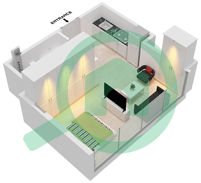 Trillionaire Residences by Binghatti - Studio Apartment Unit 07 FLOOR 19 Floor plan Unit 07 Floor 19 interactive3D