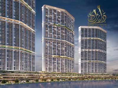 苏巴哈特兰2区， 迪拜 1 卧室公寓待售 - A6_DIMOND TOWER_CANAL SIDE_NIGHT VIEW_RENDER. jpg