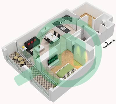 Binghatti Moonlight - 1 卧室公寓类型1戶型图
