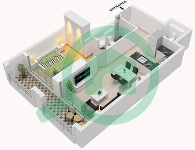 Binghatti Moonlight - 1 卧室公寓类型2戶型图