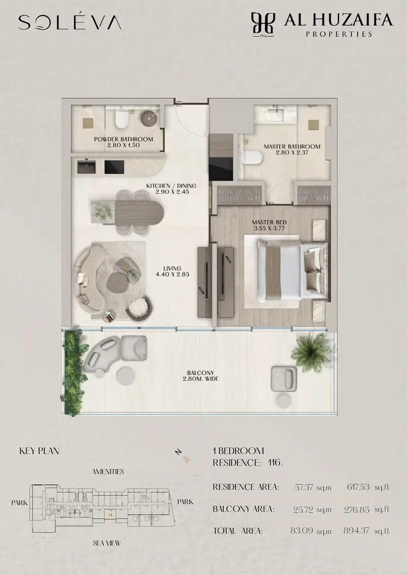 1 BR floor plan