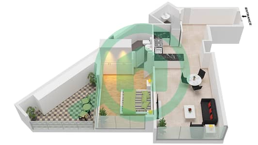 Regalia by Deyaar - 1 Bedroom Apartment Type 1BR-A Floor plan