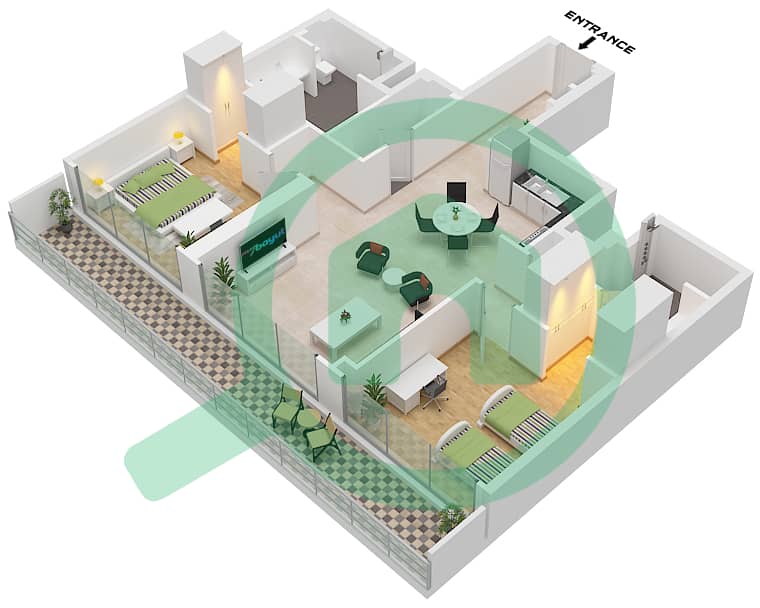 Address The Bay - 2 Bedroom Apartment Type/unit C1 / UNIT 05 FLOOR 36-54 Floor plan Type C1 Unit 05 Floor 36-54 interactive3D