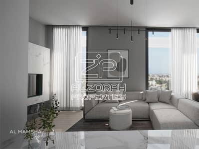 3 Cпальни Апартамент Продажа в Мувайле, Шарджа - Living Room Render - Al Mamsha Raseel. jpg