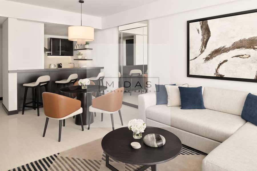 3 One-Bedroom Apartment - Living + Dining + Kithcen. JPG