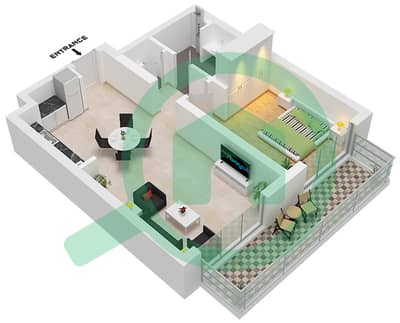 المخططات الطابقية لتصميم النموذج / الوحدة 2E / UNIT 1 FLOOR 7 شقة 1 غرفة نوم - سي سكيب بناية 2