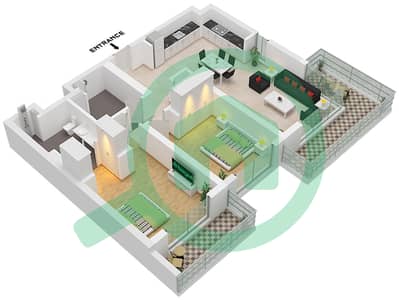 المخططات الطابقية لتصميم النموذج / الوحدة 1A / UNIT 2,6 FLOOR 2-6 شقة 2 غرفة نوم - سي سكيب بناية 2 المخططات الطابقية لتصميم النموذج / الوحدة 1A / UNIT 2,6 FLOOR 2-6 شقة 2 غرفة نوم - سي سكيب بناية 2