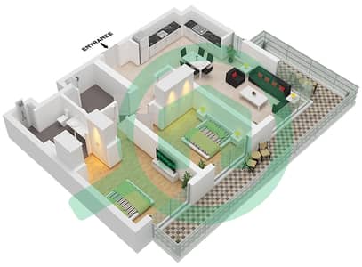 المخططات الطابقية لتصميم النموذج / الوحدة 1B / UNIT 2,6 FLOOR 7 شقة 2 غرفة نوم - سي سكيب بناية 2 المخططات الطابقية لتصميم النموذج / الوحدة 1B / UNIT 2,6 FLOOR 7 شقة 2 غرفة نوم - سي سكيب بناية 2